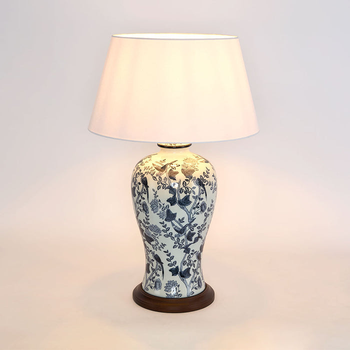 Ashleigh Ceramic Blue & White Table Lamp & Shade