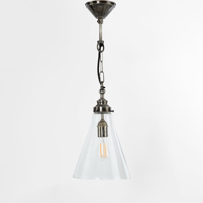 Gadsden Ceiling Pendant Small Silver with Clear Glass
