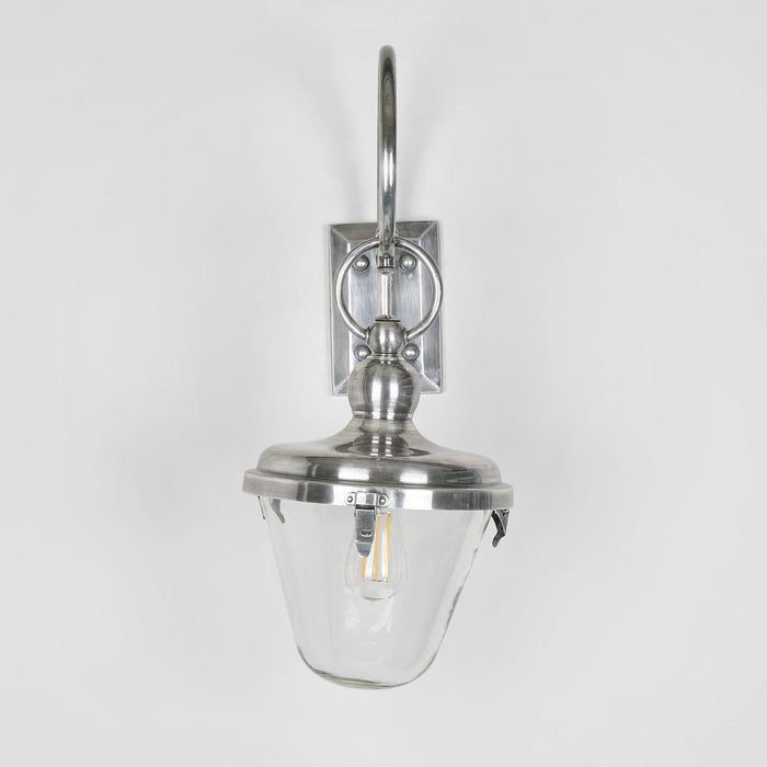Savoy Outdoor Wall Light with Glass Shade Antique Silver