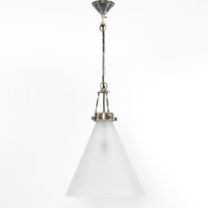 Gadsden Ceiling Pendant Large Silver with Frosted Glass