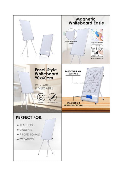 Easle style 90*60cm whiteboard