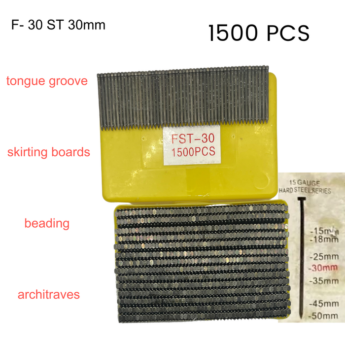 FST Hardened Steel Brads - Durable Construction Nails, 25mm & 30mm,Pack of 1500, Ideal for Carpentry & DIY