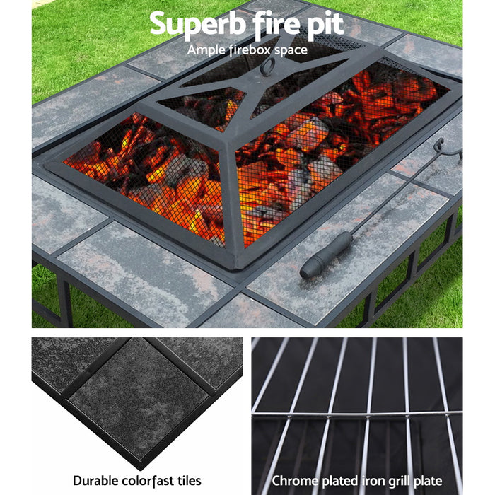 Grillz Fire Pit BBQ Grill Ice Bucket 3-In-1 Table