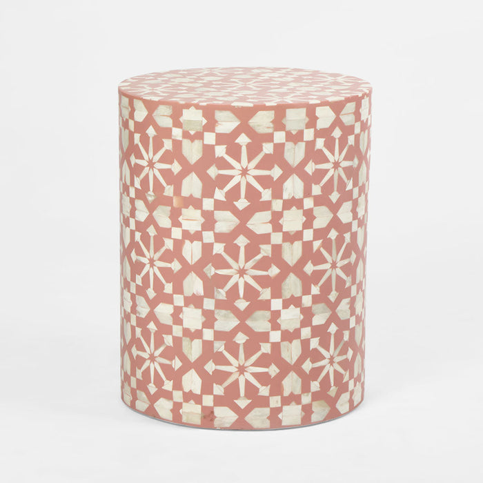 Adina Bone Inlay Side Table Peach/White