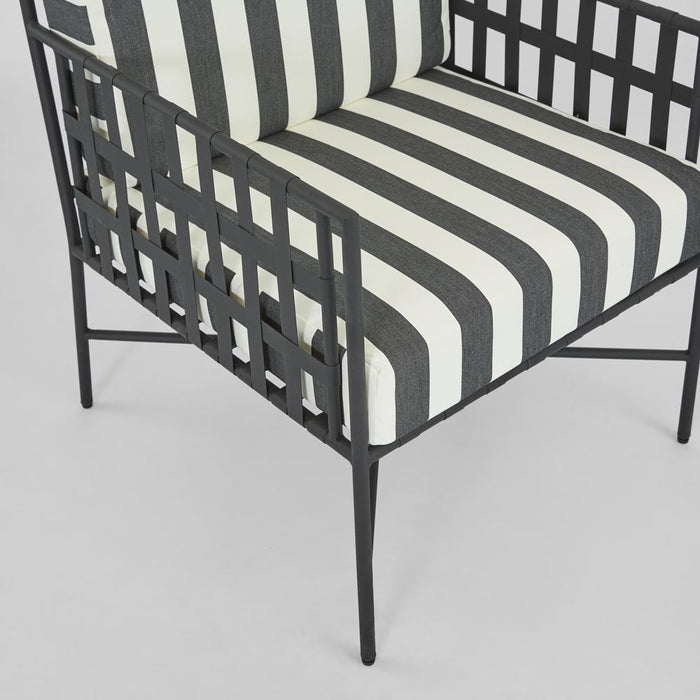 Sheffield Arm Chair Outdoor B/W Stripe Cushions