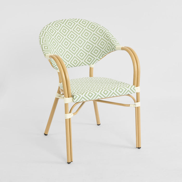 Cannes Outdoor Aluminium Armchair Green & White