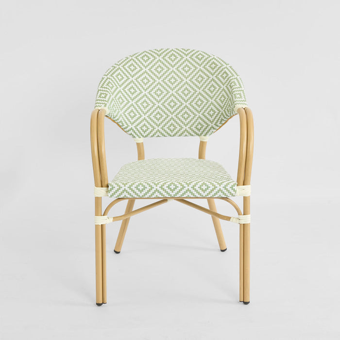 Cannes Outdoor Aluminium Armchair Green & White