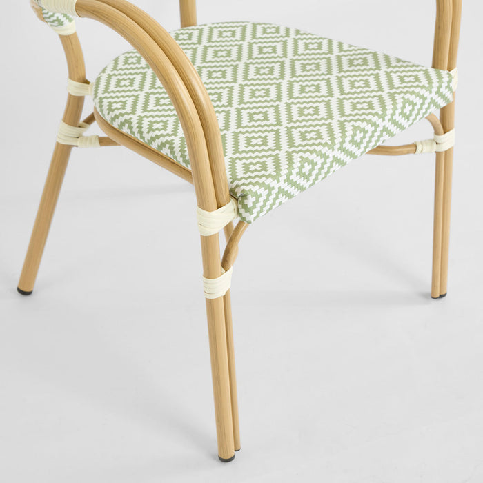 Cannes Outdoor Aluminium Armchair Green & White