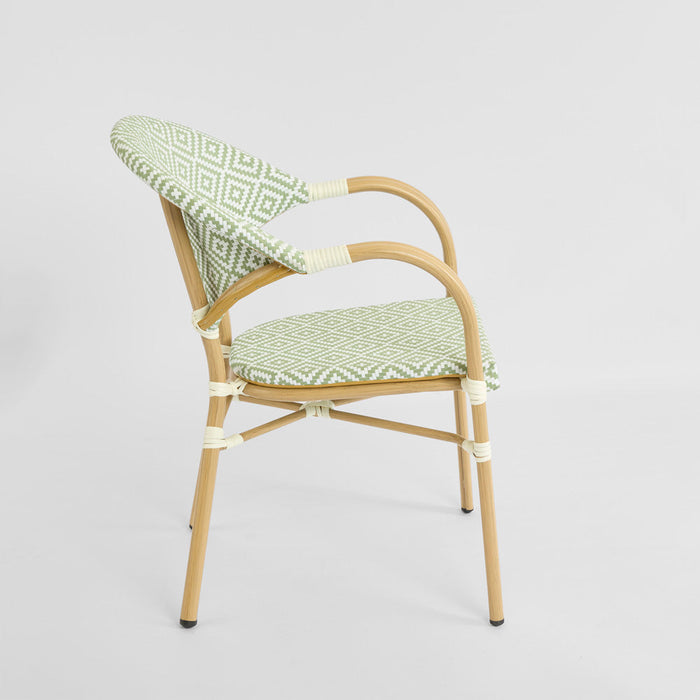 Cannes Outdoor Aluminium Armchair Green & White