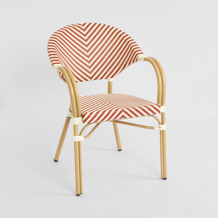 Cannes Outdoor Aluminium Armchair Red & White