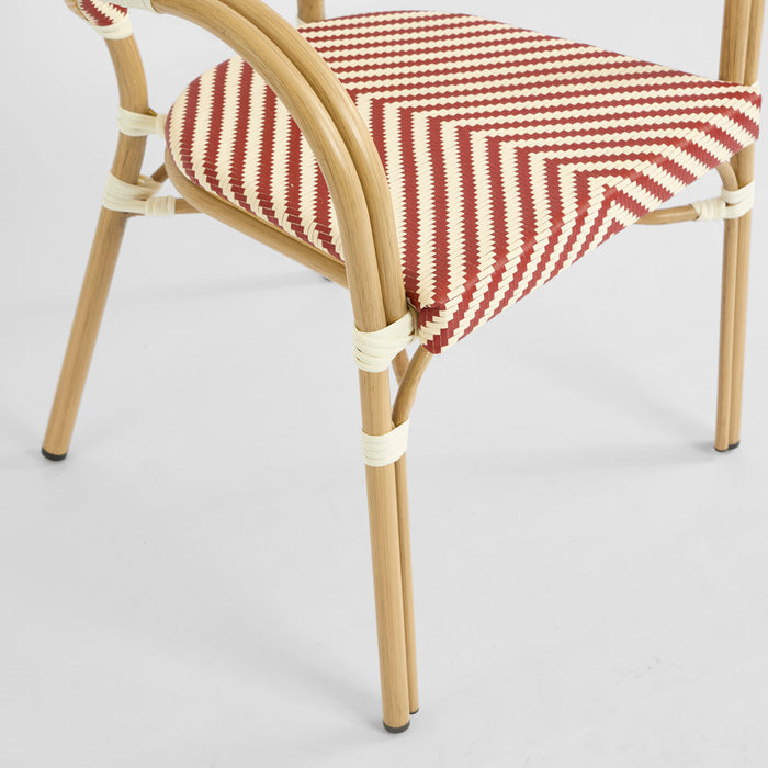Cannes Outdoor Aluminium Armchair Red & White