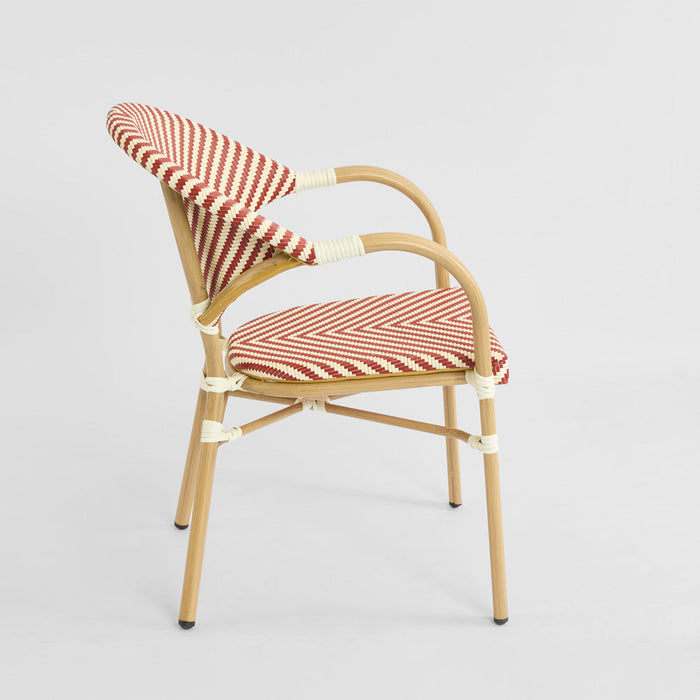 Cannes Outdoor Aluminium Armchair Red & White