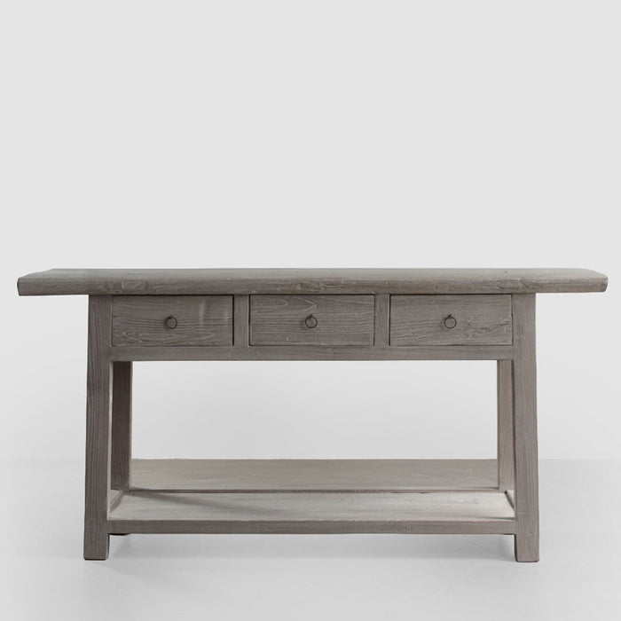 120 Years old Elm Wood Console with Drawers No. 7