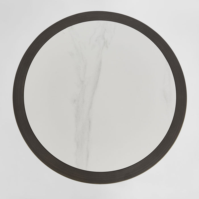 Gordon Drum Side TableBlack/White Stone