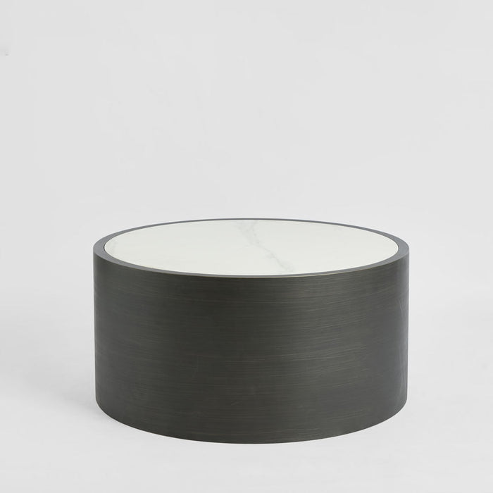 Gordon Drum Coflee Table Black/White Stone