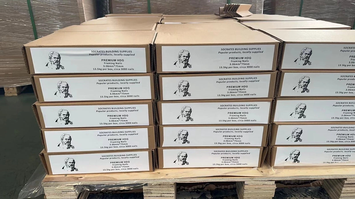 Trademark - Framing Nails 28 Deg Smooth 75 X 3.06mm Bright - 3000 Pcs