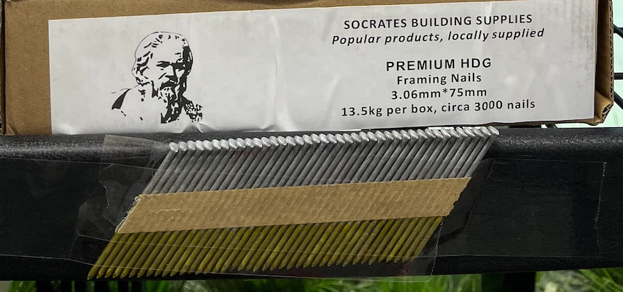 Trademark - Framing Nails 28 Deg Smooth 75 X 3.06mm Bright - 3000 Pcs