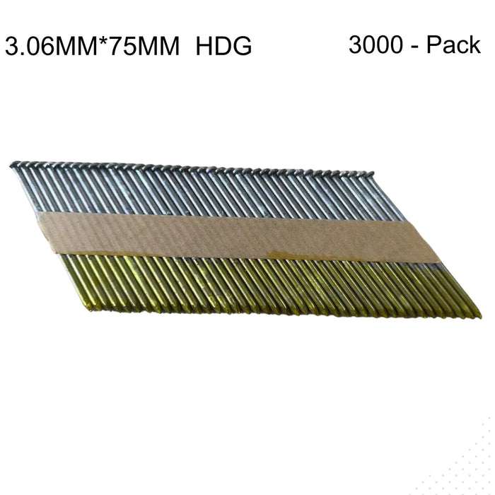Trademark - Framing Nails 28 Deg Smooth 75 X 3.06mm Bright - 3000 Pcs