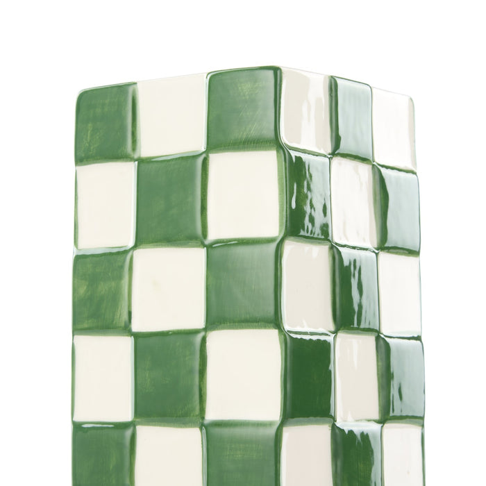 NSIMG-SHA256:38ab89b2baebbe89b181e2001e23baece90f44f4e5ec0058d39162fdc0ffc69e · Isalbi Emporium Lulu Collection Check Vase Square Green