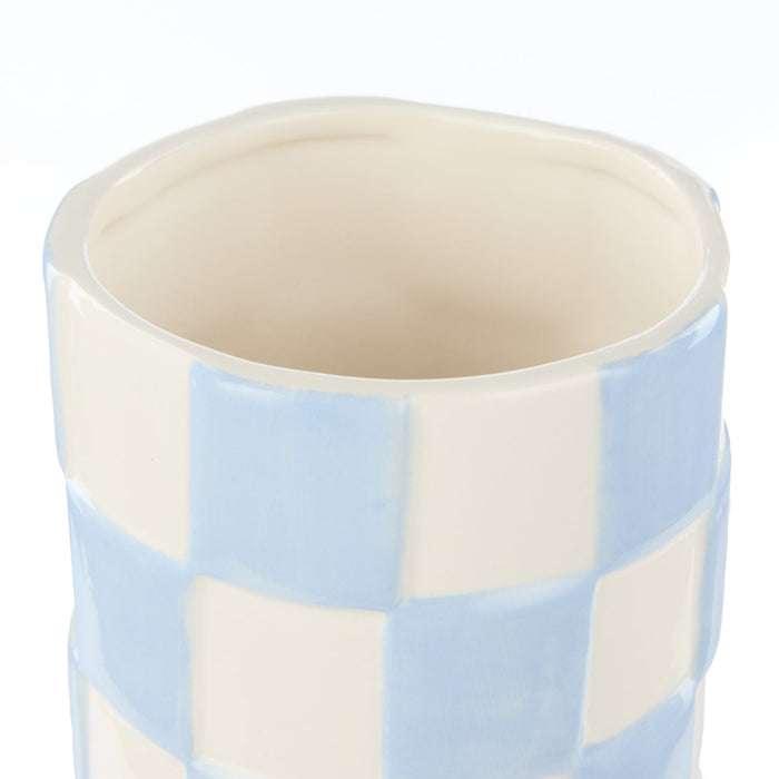 NSIMG-SHA256:5aced50e1fa158acc5f304a29225849026bc207fabf73c9b1d614d9a4f97b287 · Isalbi Emporium Lulu Collection Check Vase Round Blue