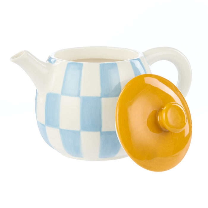 NSIMG-SHA256:b118ee406a17857e98a97b876d8e0e08129bb45ed0a3c1fcfb80f295292af1fb · Isalbi Emporium Check Teapot 700ml Blue & Orange