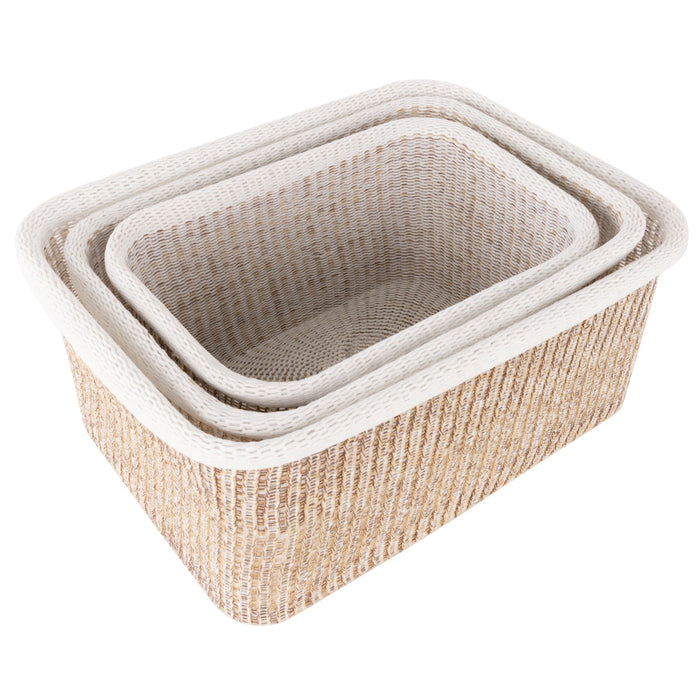 Isalbi Amalfi Arlow Collection Basket 3pcs Set Natural & White