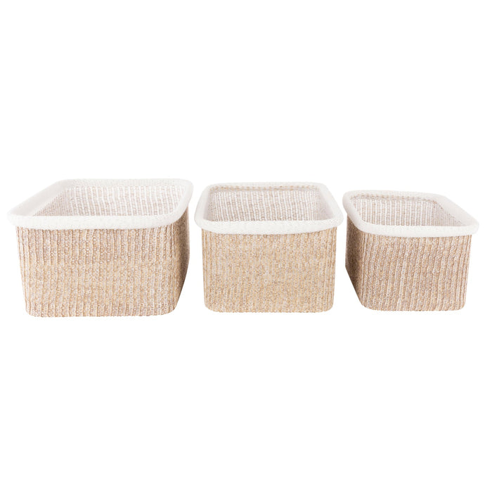 Isalbi Amalfi Arlow Collection Basket 3pcs Set Natural & White