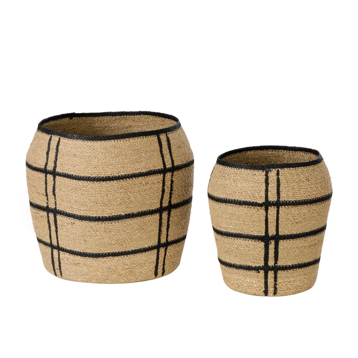 Isalbi Amalfi Trace Baskets 2pcs Set Natural & Black
