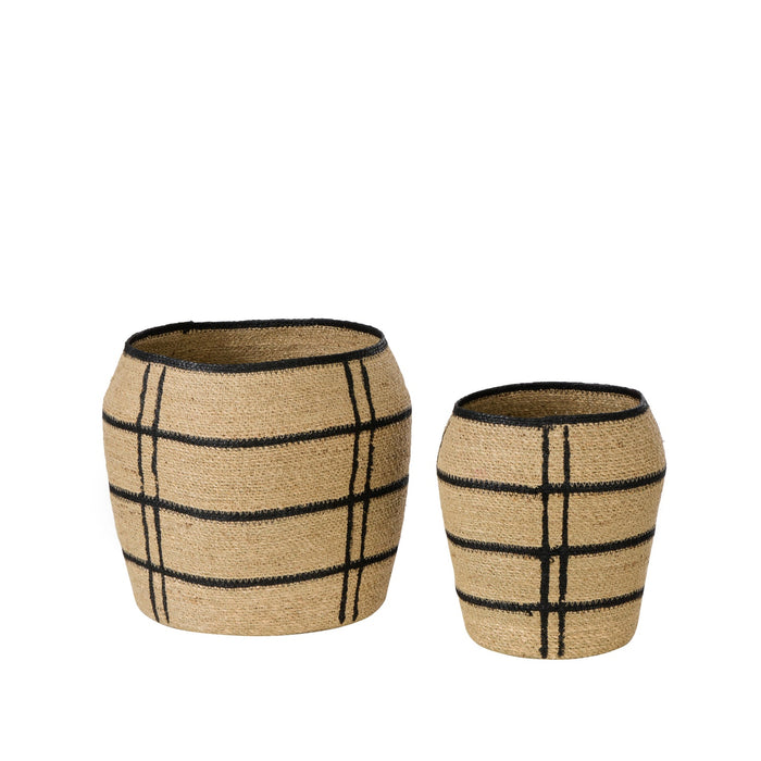 Isalbi Amalfi Trace Baskets 2pcs Set Natural & Black