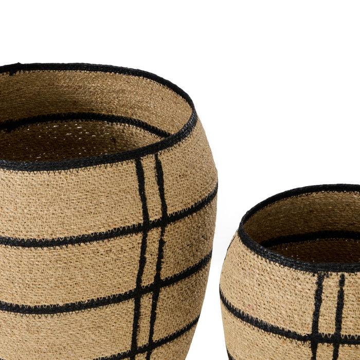 Isalbi Amalfi Trace Baskets 2pcs Set Natural & Black
