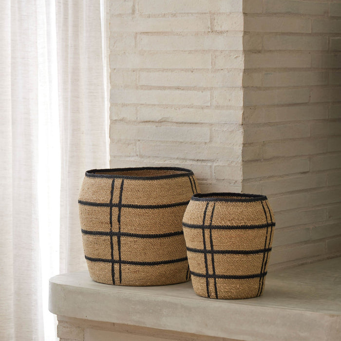 Isalbi Amalfi Trace Baskets 2pcs Set Natural & Black