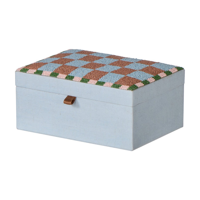 NSIMG-SHA256:a210371fe63448c0c7218f881df7cf873adf1d6bacc7e93bd6be17a5ab44695b · Isalbi Emporium Ruby Beaded Check Jewellery Box Multi-Coloured