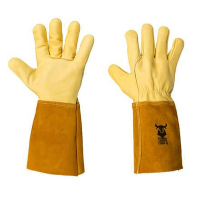 Hi-Temp Gold Cowgrain Welding Gloves G904 - Kevlar Stitched with Split Leather Cuff