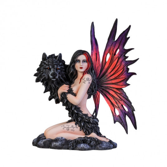 Dark Fairy with Black Wolf