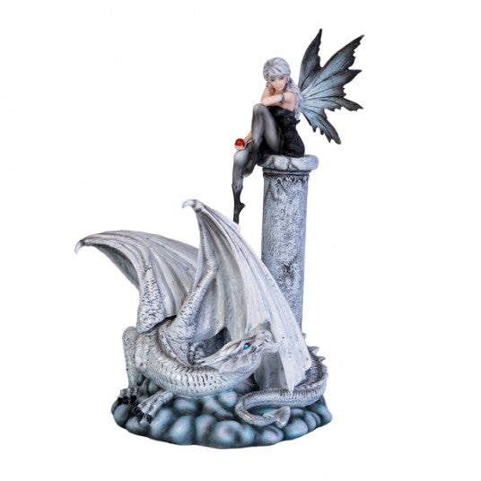 White Fairy Keeper Dragon Figurine
