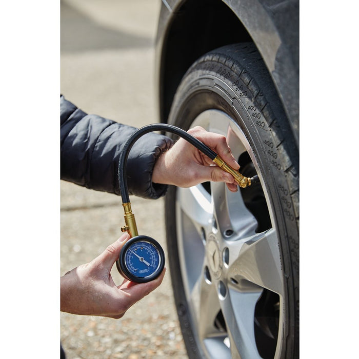 DRAPER Tyre Pressure Gauge with Flexible Hose