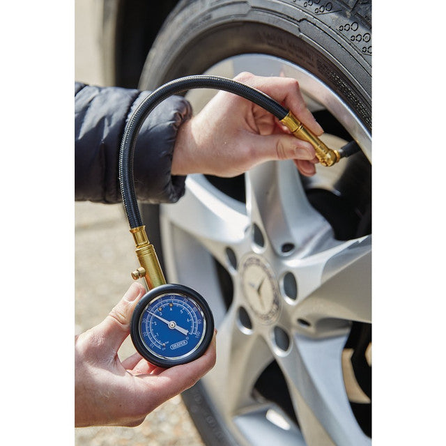DRAPER Tyre Pressure Gauge with Flexible Hose