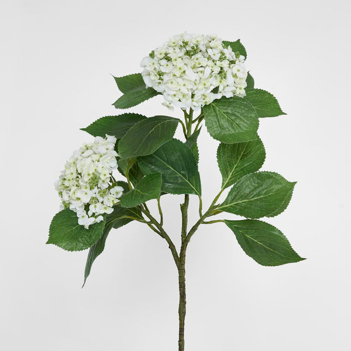Hydrangea with Leaves 90cm White