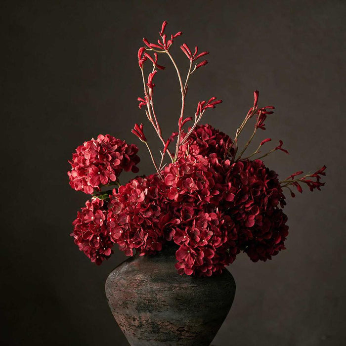 Hydrangea Ball Head Stem 48cm Red