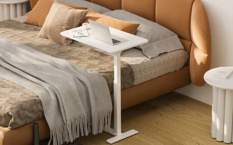 FlexiSpot H7 Overbed Table with Pneumatic Lift | Height Adjustable Rolling Desk for Bed, Couch or Recliner 🪑📚