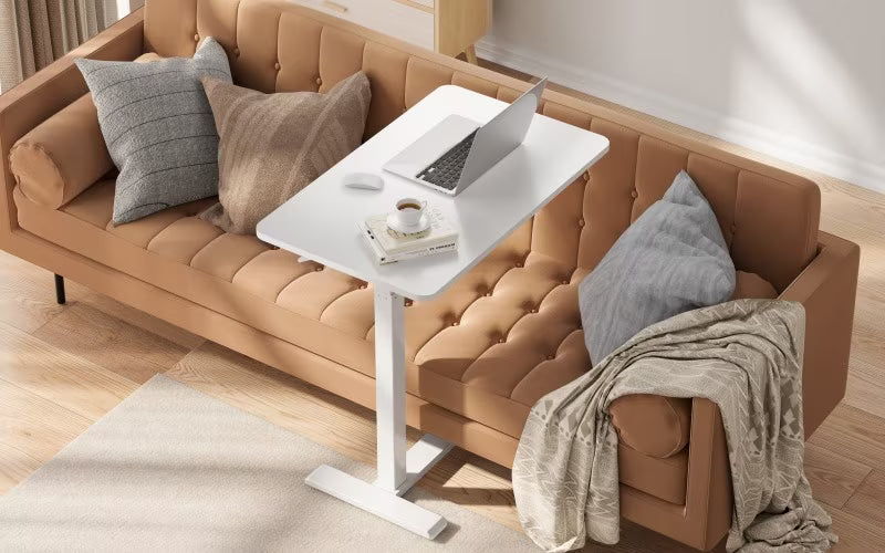 FlexiSpot H7 Overbed Table with Pneumatic Lift | Height Adjustable Rolling Desk for Bed, Couch or Recliner 🪑📚