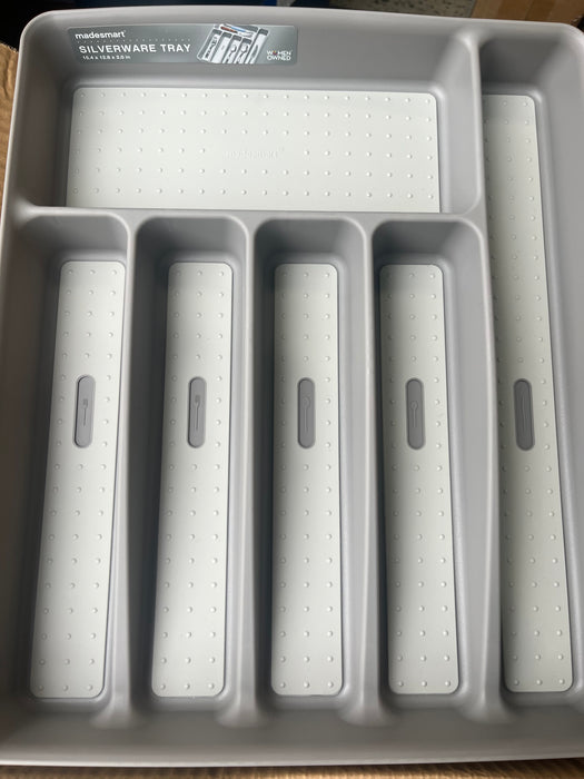 6 COMPARTMENT CUTLERY TRAY 39 X 32.6 X 5CM SOFT GREY