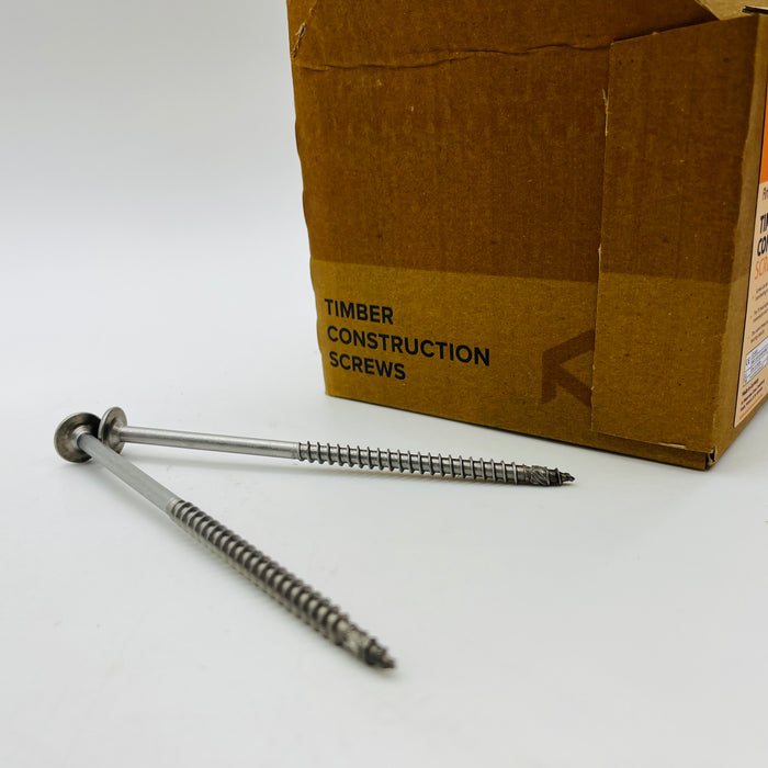 Complete Set of AnchorMark Stainless Steel Timber Screws Flange Head, 304 (A2) Grade Ð Sizes 6x60 to 8x180 mm Ð Multipack Quantities