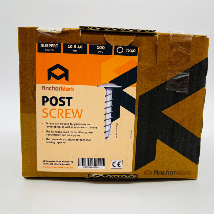 AnchorMark Multi-Size RUSPERT Coated Post Screws Ð Flange Head TX40 Ð 8x40, 8x50, 10x40, 10x50 mm Assortment, Box of 100