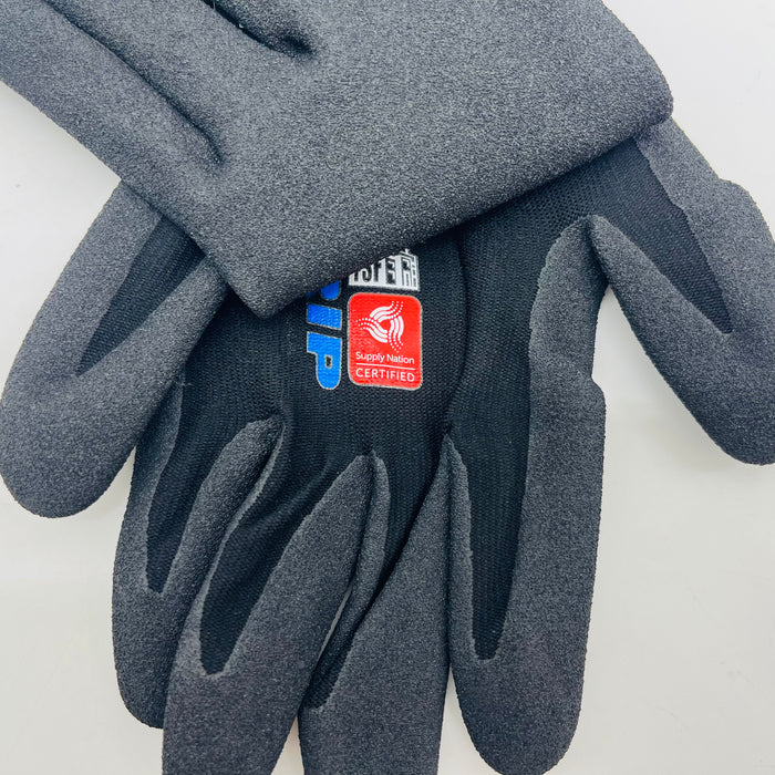 Nexus GRIP Nitrile Sandy Finish Gloves - Black/Hi-Vis, Oil & Abrasion Resistant, Breathable, Machine Washable (12 Pairs)