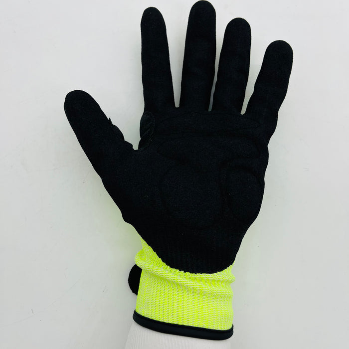 Nexus GRIP G419R Gloves - Cut 5/F TPR Nitrile Sandy Finish with Hi-Viz Shell - ANSI A6 Rated