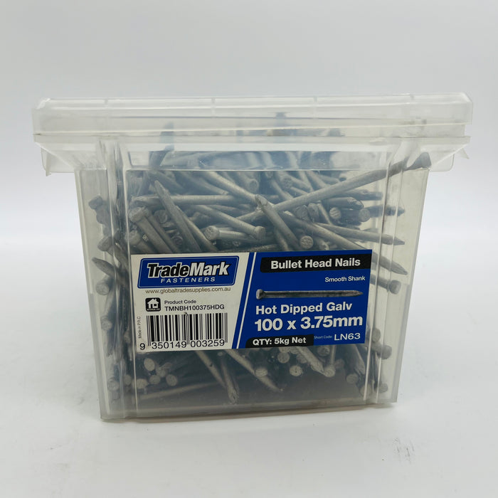 Bullet Head Nails 3.75mm Plain Shank, Hot Dip Galvanized 5kg