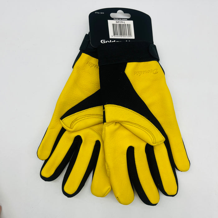 Golden Hawk G919 Premium Leather Work Gloves - Gold Deer Grain with Heatlok