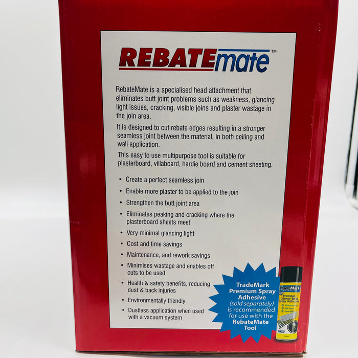 RebateMate™ tool Butt Joints Plasterboard Cutter and Cement Sheet dust free create seamless joins