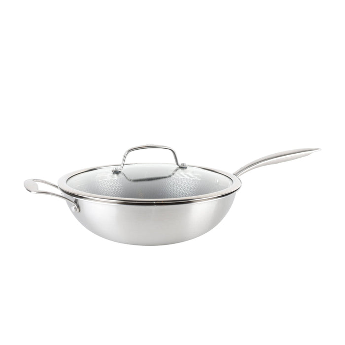 NSIMG-SHA256:02e6cacd89f43fb715decb6d0e418364dfa2cb1c51b971c74f2846bdafbad3ed · Isalbi MasterChef Matrix Wok with Helper Handle & Lid Stainless Steel & Clear